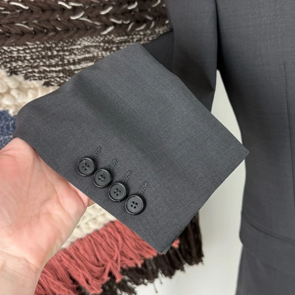 NEW Zara Wool Blend Slim Fit Blazer Graphite Grey Size 36US